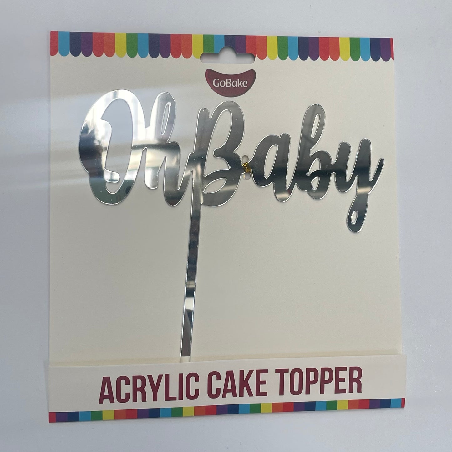 "OH BABY" Silver acrylic cake topper